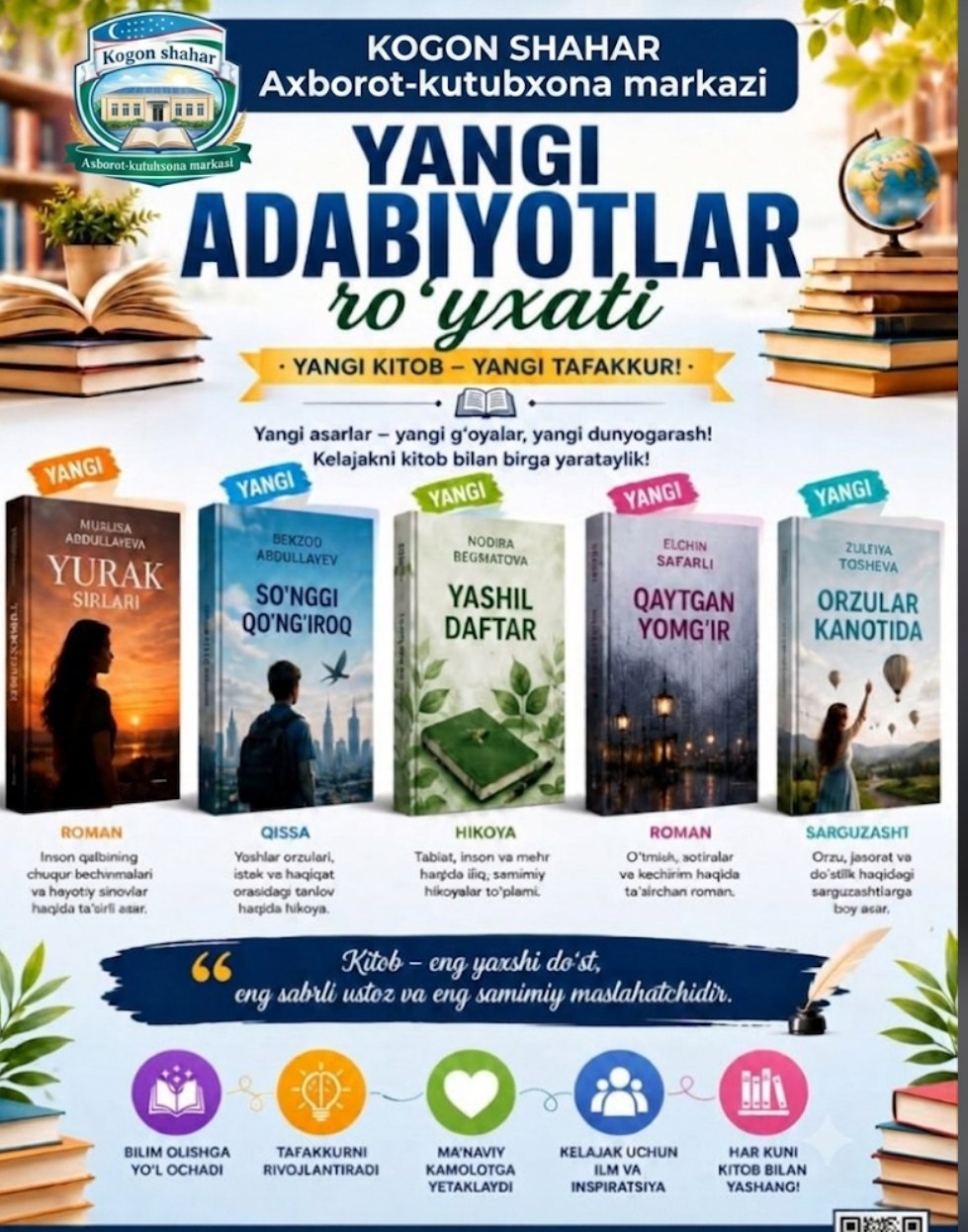 YANGI ADABIYOTLAR RO‘YXATI: YANGI KITOB – YANGI TAFAKKUR!